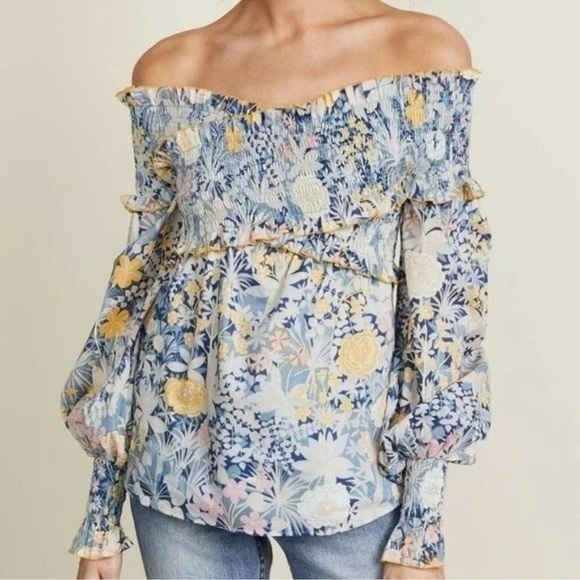 Alice McCall Love Shakin Floral Long Sleeve Smocked Top size 2 - Picture 2 of 10